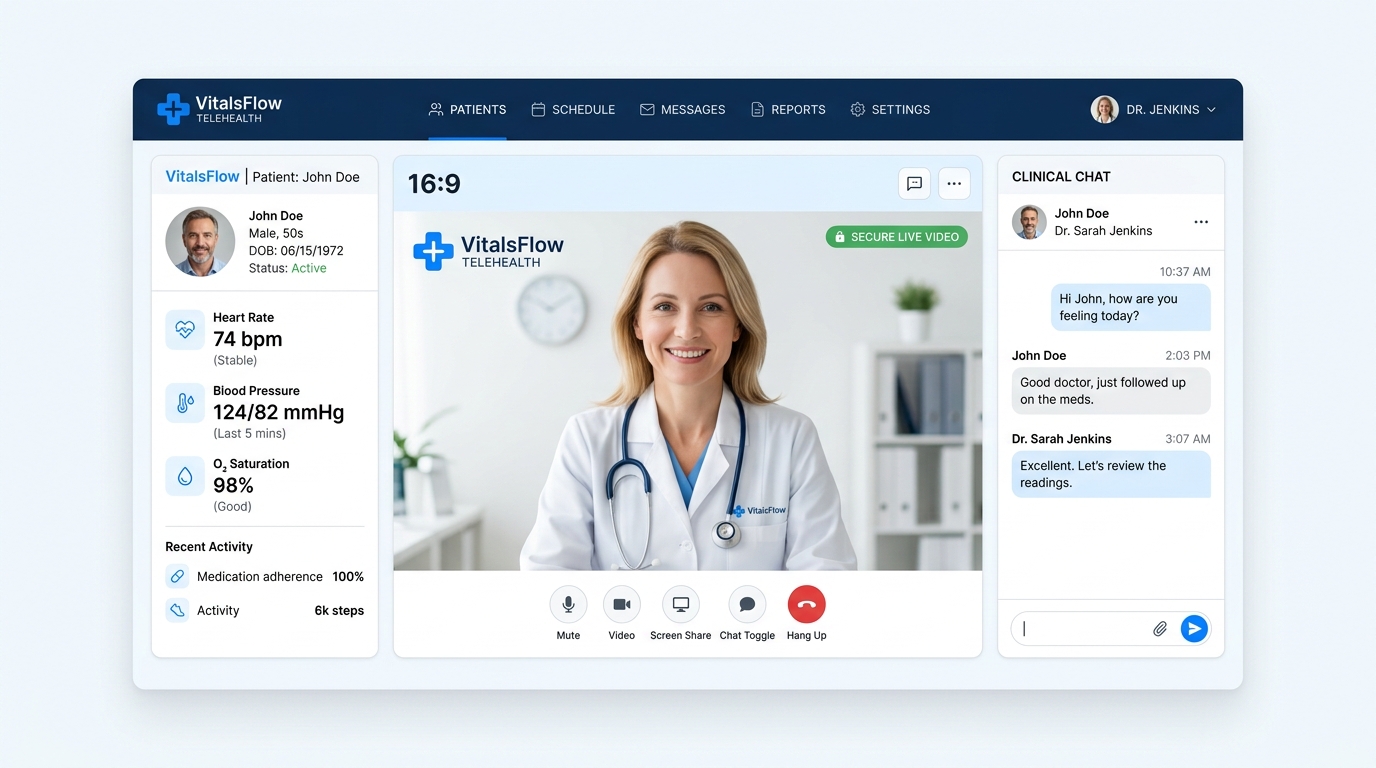 VitalsFlow Telehealth Portal Interface